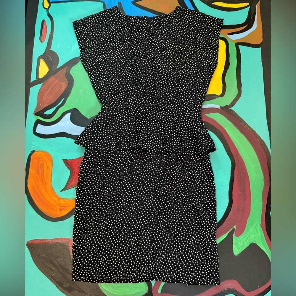Vintage All That Jazz Black and White Classic Mini Peplum Dress